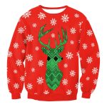 Christmas Sweatshirts - Green Christmas Deer Icon Super Cool 3D Sweatshirt