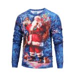 Christmas Sweatshirts - Happy Santa Watercolor Painting Striped Pattern 3D Sweatshirt