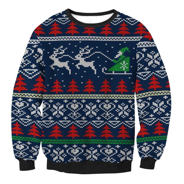 Christmas Sweatshirts - Santa Claus Christmas Sleigh Icon Cute 3D Sweatshirt
