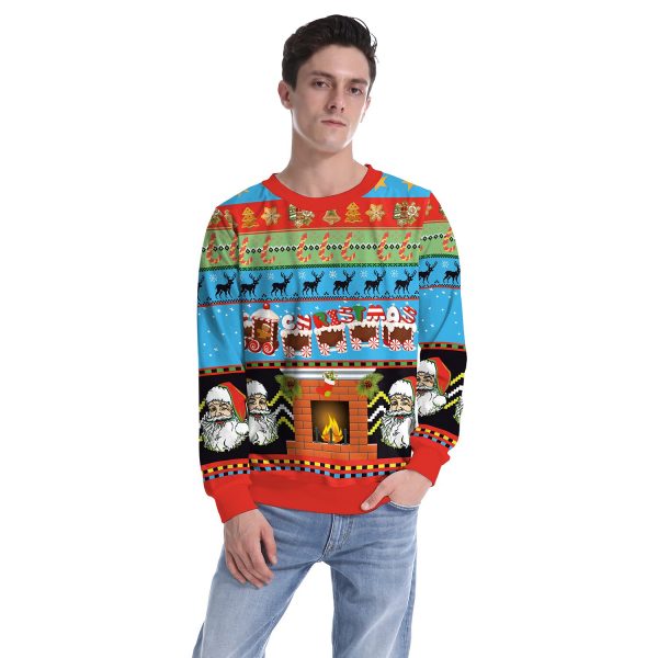 Christmas Sweatshirts - Super Cool Santa Claus Striped Pattern 3D Sweatshirt