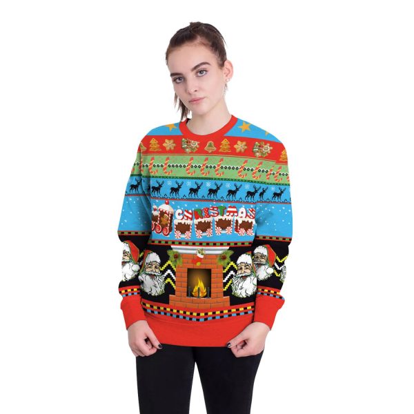 Christmas Sweatshirts - Super Cool Santa Claus Striped Pattern 3D Sweatshirt