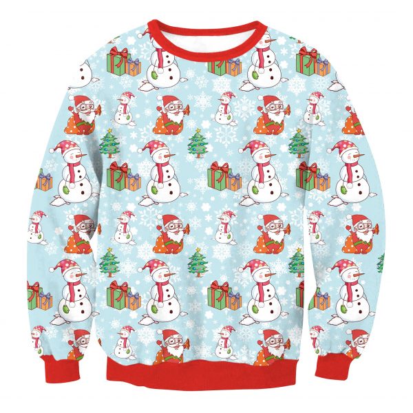 Christmas Sweatshirts - Super Cute Santa Claus and Snowman Icon 3D Sweatshirt