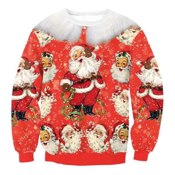 Christmas Sweatshirts - Super Cute Santa Claus Icon Red 3D Sweatshirt