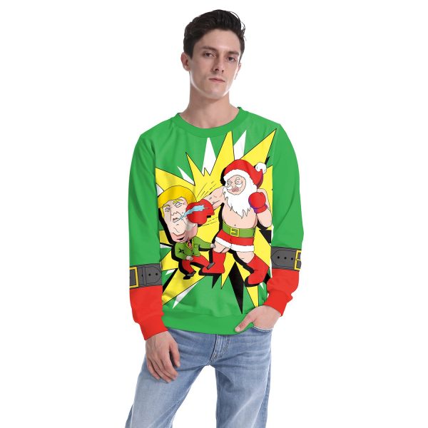 Christmas Sweatshirts - Super Funny Santa Claus Icon Cute Green 3D Sweatshirt