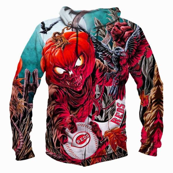 Cincinnati Reds Halloween Hoodies - Pullover Red Hoodie