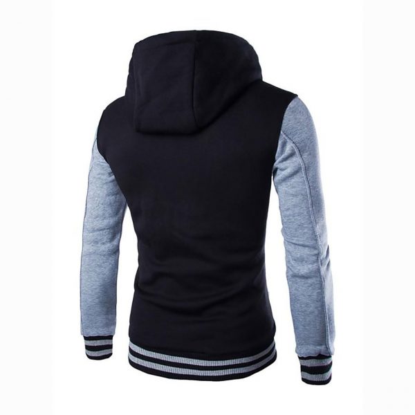 Color Block Hoodie - Hooded Botton Active Bomber Jacket
