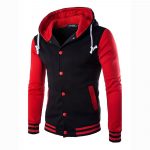 Color Block Hoodie - Hooded Botton Active Bomber Jacket