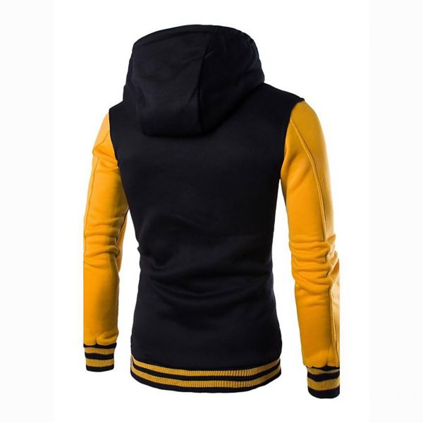 Color Block Hoodie - Hooded Botton Active Bomber Jacket