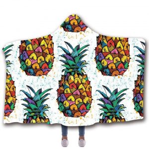 Colorful Pineapple Hooded Blanket - White Blanket