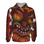 Crash Bandicoot Hoodies - Aku Aku 3D Print Brown Pullover Sweatshirt