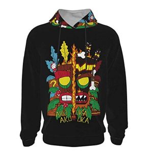 Crash Bandicoot Hoodies - Black Aku Aku 3D Print Purple Pullover Sweatshirt
