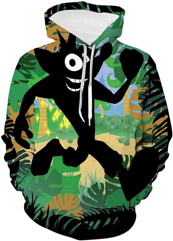 Crash Bandicoot Hoodies - Black Crash Bandicoot 3D Print Pullover Sweatshirt