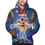 Crash Bandicoot Hoodies - Christmas Crash Bandicoot Mens 3D Print Hooded Pullover Sweatshirt