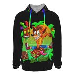 Crash Bandicoot Hoodies - Crash Bandicoot Aku Aku Black 3D Print Pullover Sweatshirt