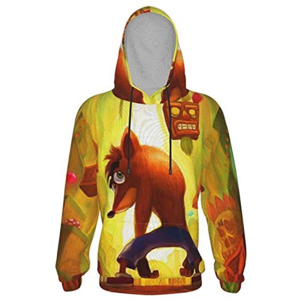 Crash Bandicoot Hoodies - Crash Bandicoot Aku Aku Yellow 3D Print Pullover Sweatshirt