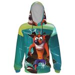 Crash Bandicoot Hoodies - Crash Bandicoot Green 3D Print Pullover Sweatshirt