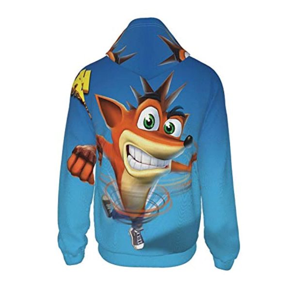Crash Bandicoot Hoodies - Crash Bandicoot Teens 3D Print Blue Hooded Pullover Sweatshirt