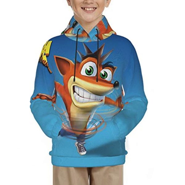 Crash Bandicoot Hoodies - Crash Bandicoot Teens 3D Print Blue Hooded Pullover Sweatshirt
