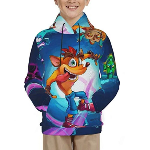 Crash Bandicoot Hoodies - Crash Bandicoot Teens 3D Print Hooded Pullover Sweatshirt