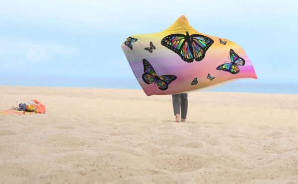 Crystal Butterflies Hooded Blanket - Multicolored Butterfly Blanket