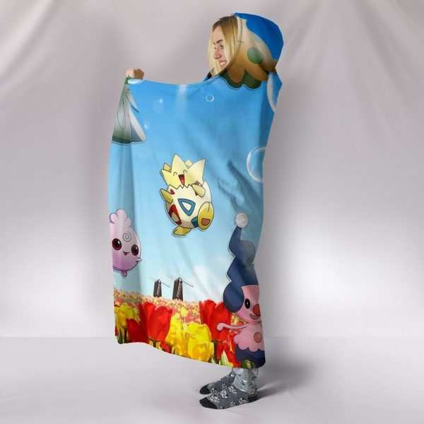 Cute Pokemon Hooded Blanket - In The Flower Red Blanket