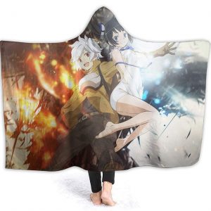 Danmachi Hooded Blanket - Anime Flannel Fleece Winter Travel Blanket