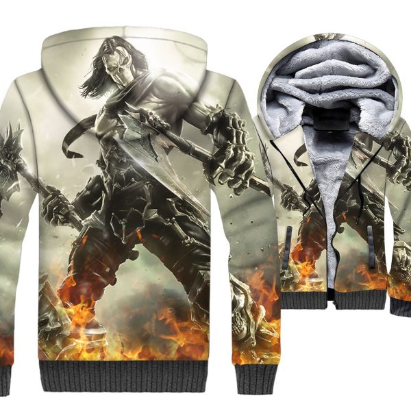 Darksiders Jackets - Darksiders Game Series Death Reaper Character Blue Super Cool 3D Fleece Jacket