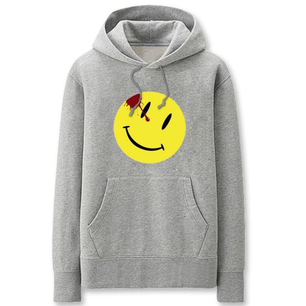 DC Watchmen Hoodies - Solid Color Smiley Badge Cartoon Style Fleece Hoodie