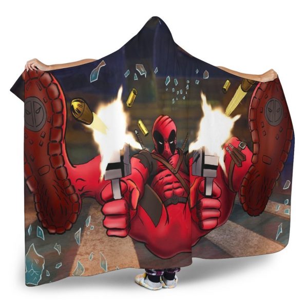 Deadpool Hooded Blanket - Double Gun Red Blanket