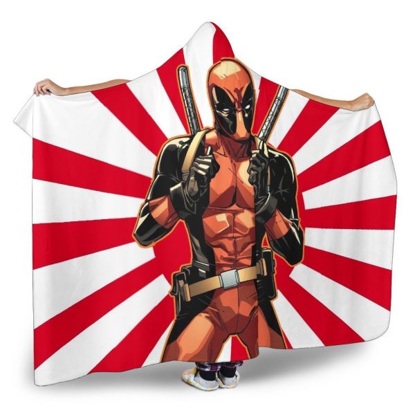 Deadpool Hooded Blanket - Hey Yo White And Red Blanket