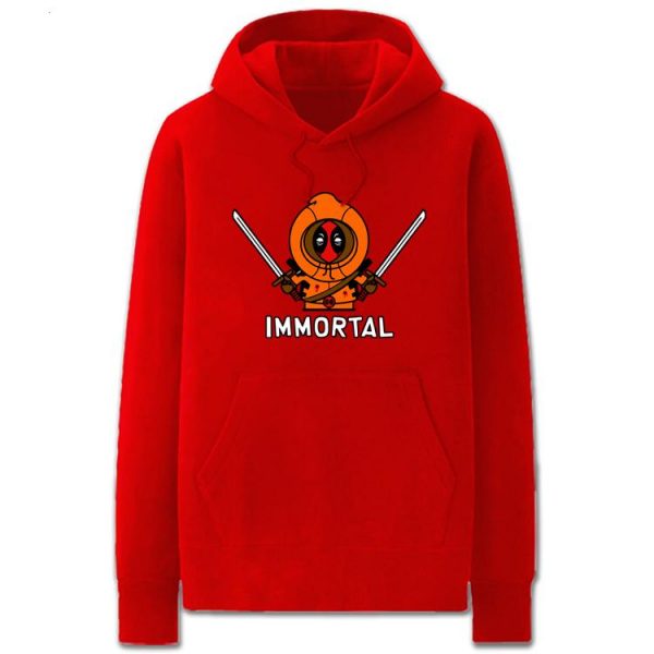 Deadpool Hoodies - Solid Color Deadpool Cartoon Style Cute Fleece Hoodie