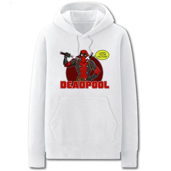 Deadpool Hoodies - Solid Color Super Funny Deadpool Cartoon Style Fleece Hoodie