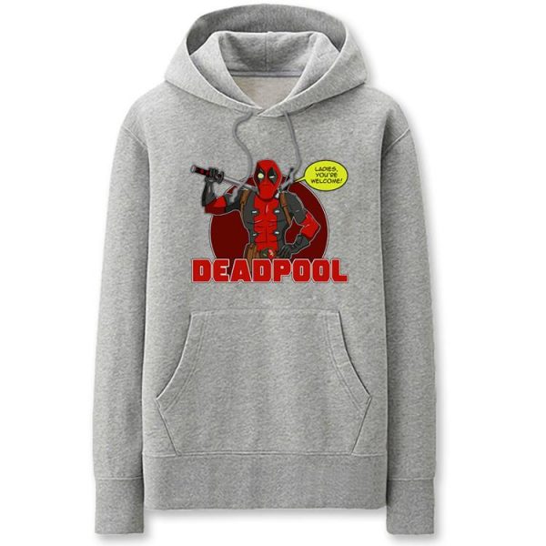 Deadpool Hoodies - Solid Color Super Funny Deadpool Cartoon Style Fleece Hoodie