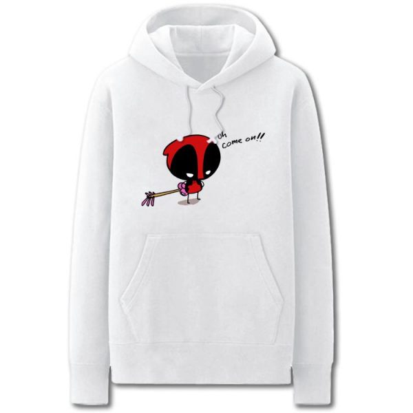 Deadpool Hoodies - Solid Color Super Hero Deadpool Cartoon Style Cute Fleece Hoodie