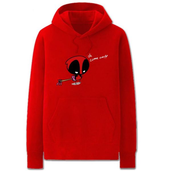 Deadpool Hoodies - Solid Color Super Hero Deadpool Cartoon Style Cute Fleece Hoodie