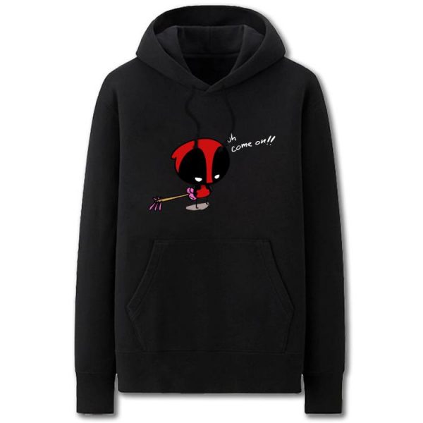 Deadpool Hoodies - Solid Color Super Hero Deadpool Cartoon Style Cute Fleece Hoodie