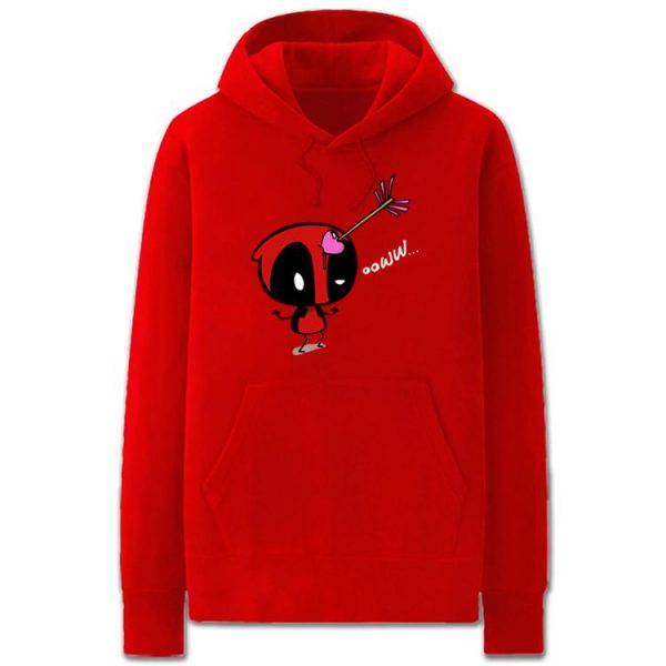 Deadpool Hoodies - Super Cute Solid Color Deadpool Cartoon Style Funny Fleece Hoodie