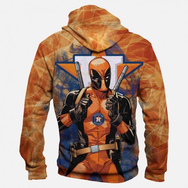 Deadpool Houston Astros Hoodies - Pullover Orange Hoodie