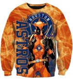 Deadpool Houston Astros Hoodies - Pullover Orange Hoodie