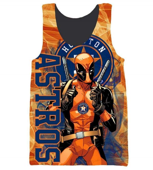 Deadpool Houston Astros Hoodies - Pullover Orange Hoodie