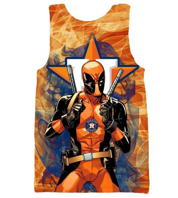 Deadpool Houston Astros Hoodies - Pullover Orange Hoodie