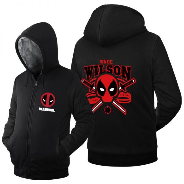 Deadpool Jackets - Solid Color Deadpool Movie Series Deadpool Sign Fleece Jacket