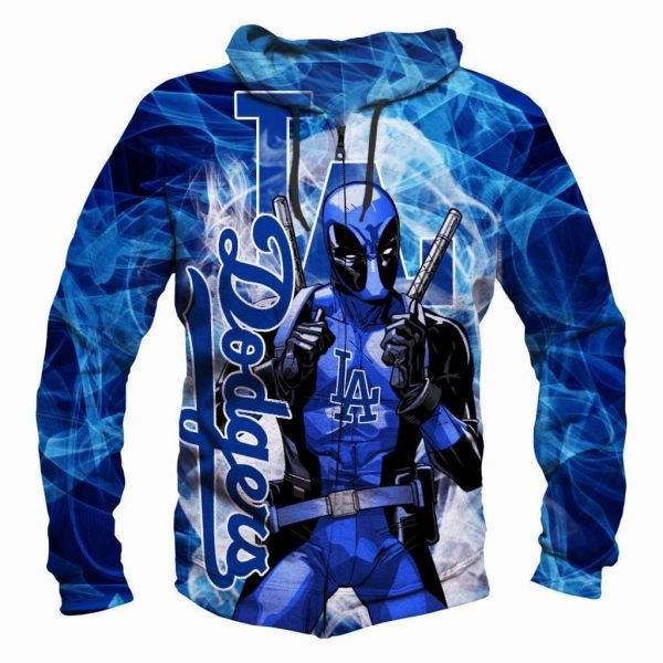 Deadpool Los Angeles Dodgers Hoodies - Pullover Blue Hoodie