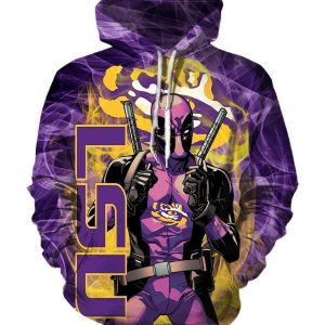 Deadpool  lsu Tigers Hoodies - Pullover Purple Hoodie