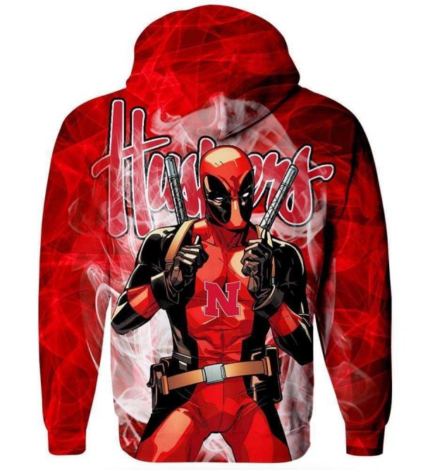 Deadpool  Nebraska Cornhuskers Hoodies - Pullover Red Hoodie