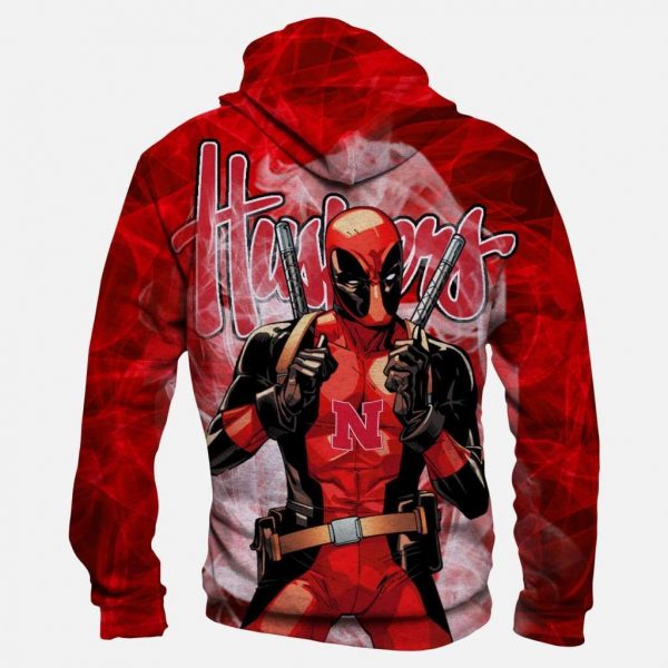 Deadpool  Nebraska Cornhuskers Hoodies - Pullover Red Hoodie