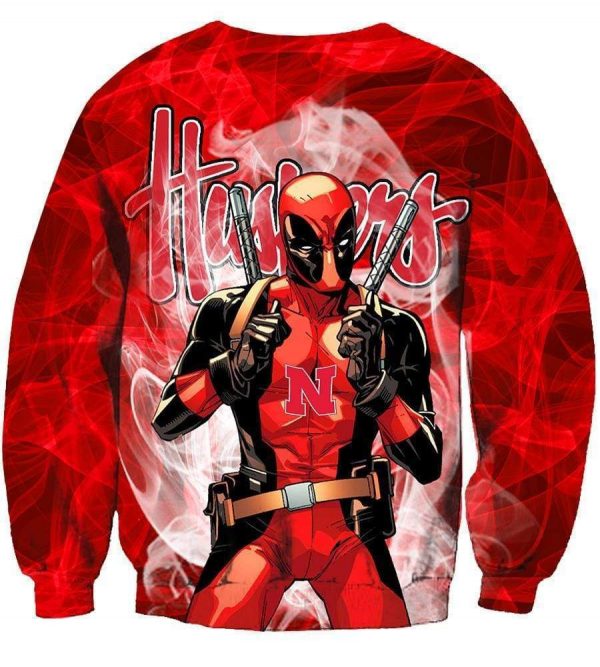 Deadpool  Nebraska Cornhuskers Hoodies - Pullover Red Hoodie