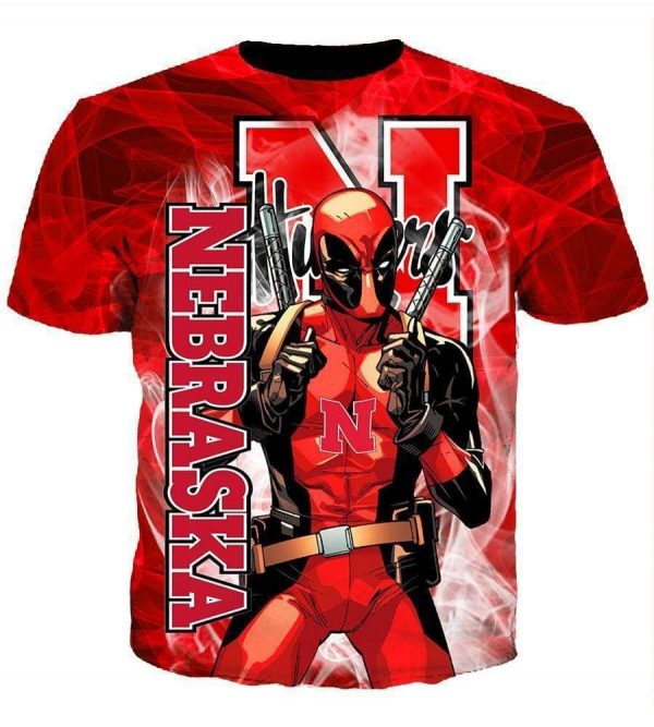 Deadpool  Nebraska Cornhuskers Hoodies - Pullover Red Hoodie