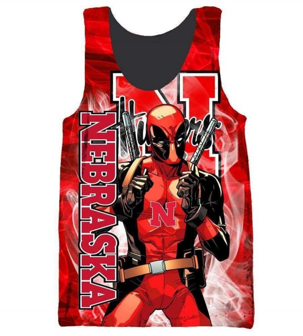 Deadpool  Nebraska Cornhuskers Hoodies - Pullover Red Hoodie