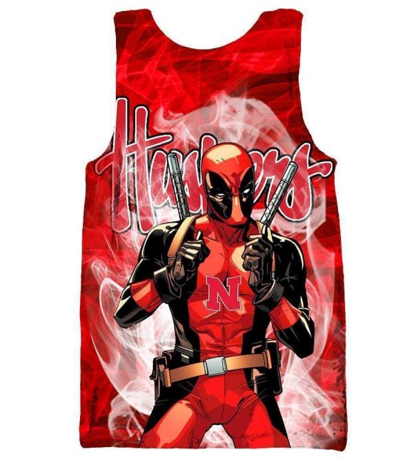Deadpool  Nebraska Cornhuskers Hoodies - Pullover Red Hoodie